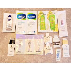 Lot 14 Assorted Beauty Skincare Samples Nivea Cetaphil‎ Olay Fructis Avon Alcis
